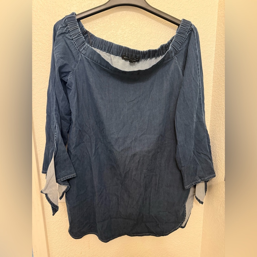 White House Black Market Indigo Off-Shoulder Tunic